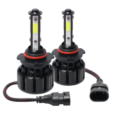 4PCS 4-sided COB 9005 HB3 LED Headlight Bulb Kit 6500K High Beam White