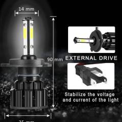20pcs H4 4-sided LED Headlight Bulb Conversion Kit High and Low Light 6000K