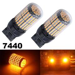 2x T20 7440 LED 144SMD CANBUS Amber Reverse Tail Turn Signal Light Bulb