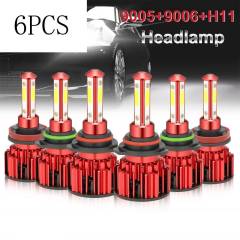 6PCS 9005 9006 H11 LED Combination Headlight High Beam Low Beam Fog Light Kit