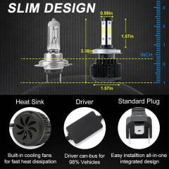 4PCS H4 LED Headlight Bulb Kit Canbus High Beam 6000K