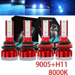 4PCS 9005 H11 8000K LED Headlight Light HID Fog Kit High Low Beam Bulb