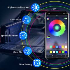 2X60"RGB Multicolor Truck Bed Light Strip Kit APP Bluetooth Control Jeep Pickup