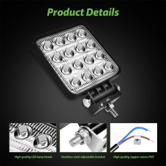 Square 48W LED Work Light 12V 24V Off Road Flood Spot Lamp For Car Truck SUV
