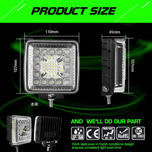2x 4inch 616W LED Work Light Bar Driving Combo Fog Lamp Round Offroad Truck