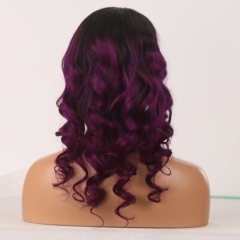 Long Loose Wave Virgin Hair 13*6 Lace Front Wig #1B/Purple Human Hair Wig