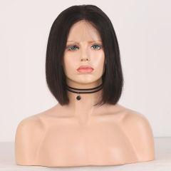 Black Straight Bob Hunman Hair Wigs HD Transparent Lace Front Wig