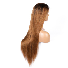 Ombre Brown Long Straight Human Hair 13x6 Lace Front Wigs