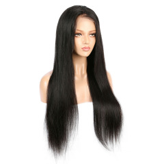 Black Long Straight Human Hair wigs HD Transparent Lace Front Wig
