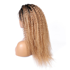 Afro Curly Brown Virgin Hair with Black Roots Wigs 13x6 Lace Front Wig Human Hair Wigs