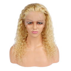 Curly Wave 13x6 HD Lace Front Wig Blonde Pre Plucked Hairline Human Hair Wig