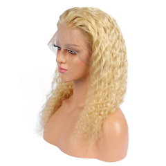 Curly Wave 13x6 HD Lace Front Wig Blonde Pre Plucked Hairline Human Hair Wig