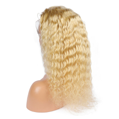 Curly Wave 13x6 HD Lace Front Wig Blonde Pre Plucked Hairline Human Hair Wig