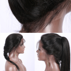 Black Straight Full Lace Human Hair Wig Natural Hairline HD Lace Glueless Wig