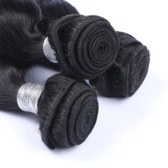 High Qulaity Human Hair Black Loose Wave 3 Bundles with closure