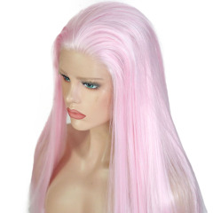 light pink long straight wig with bangs wigs for women synthetic heat resistant fiber Cosplay Costume Wigs Heat Resistant Fiber Wig