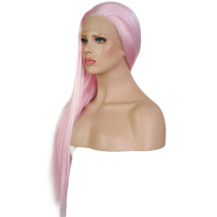 light pink long straight wig with bangs wigs for women synthetic heat resistant fiber Cosplay Costume Wigs Heat Resistant Fiber Wig