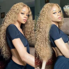 Deep Curly Lace Front Wig Pre Plucked Human Hair Wigs