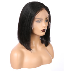 Human Hair Lace Front 13x6 Wigs Black Bob 150% Density Virgin Short Bob Wigs Straight Hair Natural Color