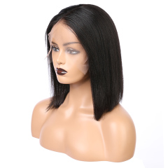 Human Hair Lace Front 13x6 Wigs Black Bob 150% Density Virgin Short Bob Wigs Straight Hair Natural Color