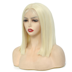 Blonde Bob Wigs Lace Front Wigs for Women 10-12inches Synthetic Bob Wigs Middle Part Natural Hairline Wigs