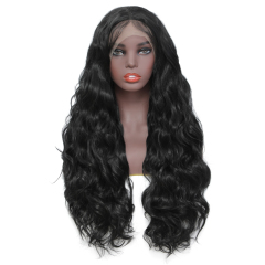 Black Body Wave Lace Front Wigs High Temperature Heat Resistant Fiber Synthetic Wig