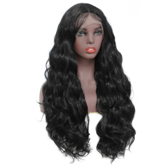 Black Body Wave Lace Front Wigs High Temperature Heat Resistant Fiber Synthetic Wig