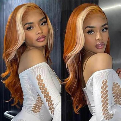 Long Wavy Copper Red Synthetic Wigs With Blonde Highlights Cosplay Natural Hair Wigs High Temperature Fiber For Women
