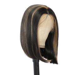 Mix Color Shouler Lenght Bob Straight Synthetic Wigs With Baby Hair