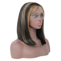 Mix Color Shouler Lenght Bob Straight Synthetic Wigs With Baby Hair