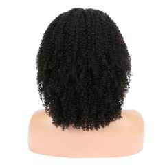 Black Short Kinky Curly Bob Human Hair HD Transparent Lace Front Wigs with Baby Hair