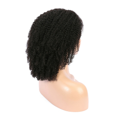 Black Short Kinky Curly Bob Human Hair HD Transparent Lace Front Wigs with Baby Hair