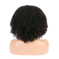Black Human Hair Wig Yaki Kinky Curly Wig HD Transparent Lace Front Wig
