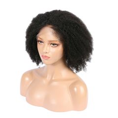 Black Human Hair Wig Yaki Kinky Curly Wig HD Transparent Lace Front Wig