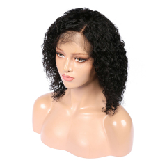 Black Curly Wave HD Transparent Lace Front Wigs Short Bob Pre Plucked Human Hair Wigs
