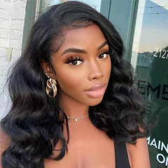 HD Lace Front Human Hair Wig Black Body Wave Wigs with Baby Hair for Women 150%-180% Density