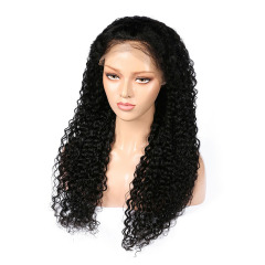 Black HD Transparent Lace Front Wig Pre Plucked Afro Wave Human Hair Wig