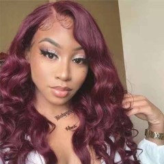 Burgundy 13x6 HD Lace Front Wigs Body Wave Human Hair Pre Plucked Hairline with Baby Hair