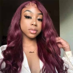 Burgundy 13x6 HD Lace Front Wigs Body Wave Human Hair Pre Plucked Hairline with Baby Hair