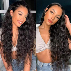 Pre Plucked Long Curly Wave Human Hair Wigs For Women