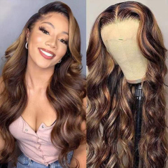Highlight Blonde Body Wave 13x6 Human Hair Middle Part Wigs