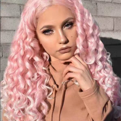 Pink Deep Curly 13x3 Lace Front Wigs Cosplay Synthetic Wigs