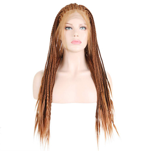 Brown Synthetic Wig Fully Hand Braided Synthetic Wigs