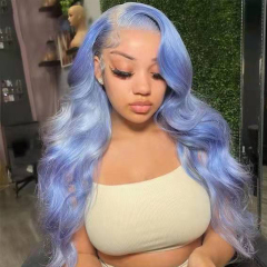 Light Blue Body Wave Synthetic Wig Natural Hairline 13x3 Lace Front Wig