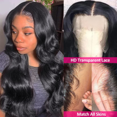 Black Body Wave Middle Parting 13x4 HD Lace Front Wigs