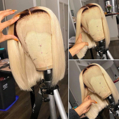 Straight Bob Ombre Blonde Human Hair Wig 13x4 Lace Front Wig
