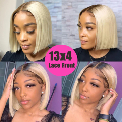 Straight Bob Ombre Blonde Human Hair Wig 13x4 Lace Front Wig