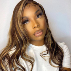 Highlight Blonde Body Wave 13x6 Human Hair Middle Part Wigs