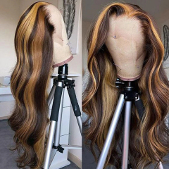 Highlight Blonde Body Wave 13x6 Human Hair Middle Part Wigs