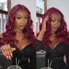 Burgubdy Body Wave HD Transparent Lace Human Hair Wigs